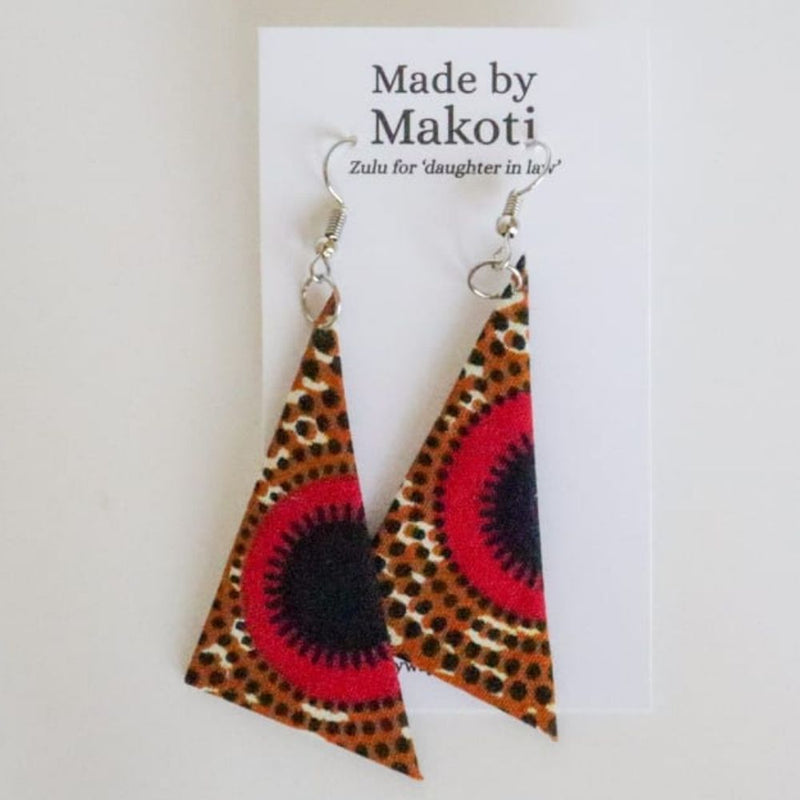 Jislaaik Online Shop South Africa Made by Makoti - Handmade Hanging Earrings - Red Brown