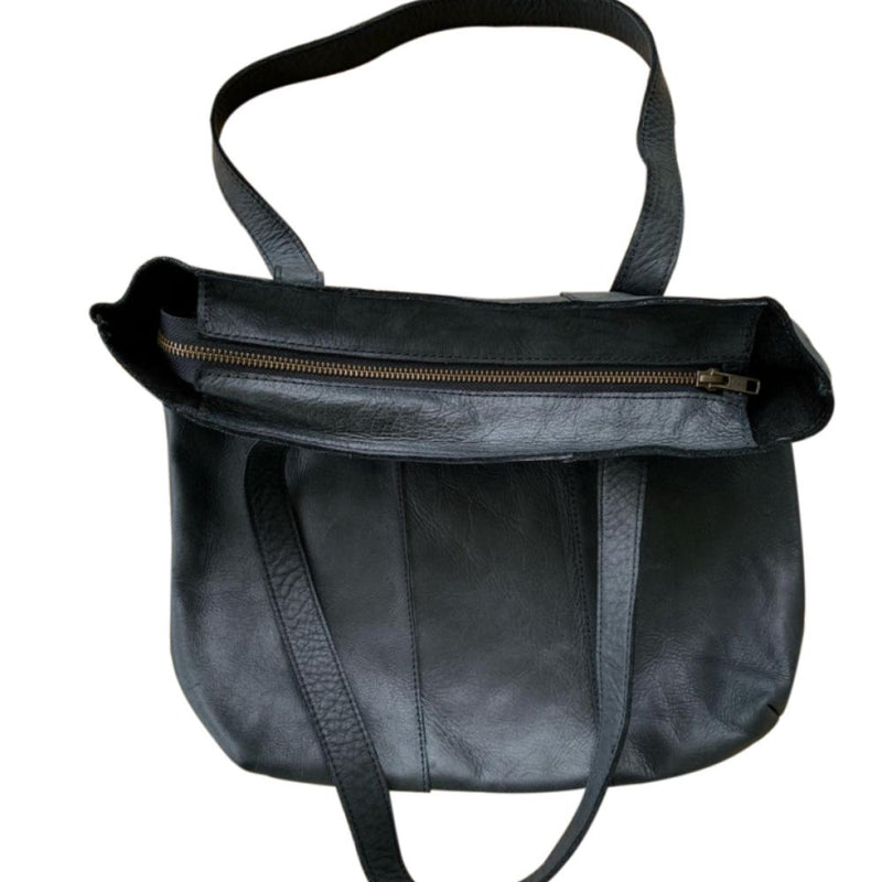Timeless Leather Tote with Top Zip