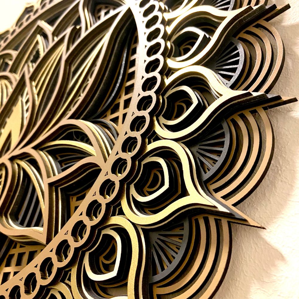 Nelumo wood layered wall art - Lotus