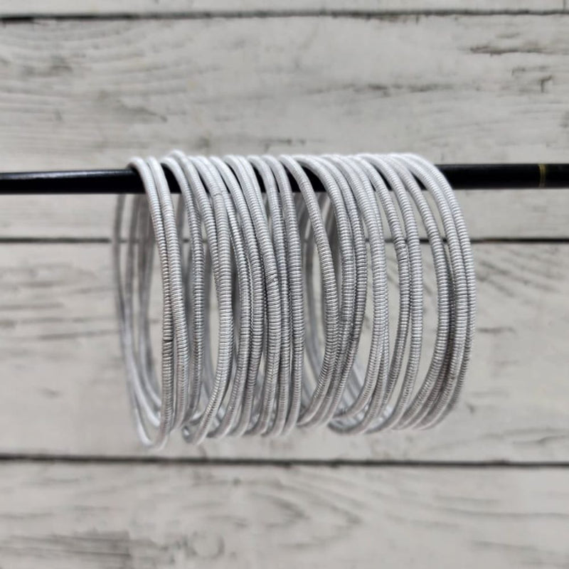 Pack of 10 Plain Silver Venda Bangles