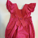 Shweshwe Kids Romper with Ruffled Sleeves