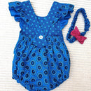 Shweshwe Kids Romper with Ruffled Sleeves