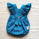 Shweshwe Kids Romper with Ruffled Sleeves