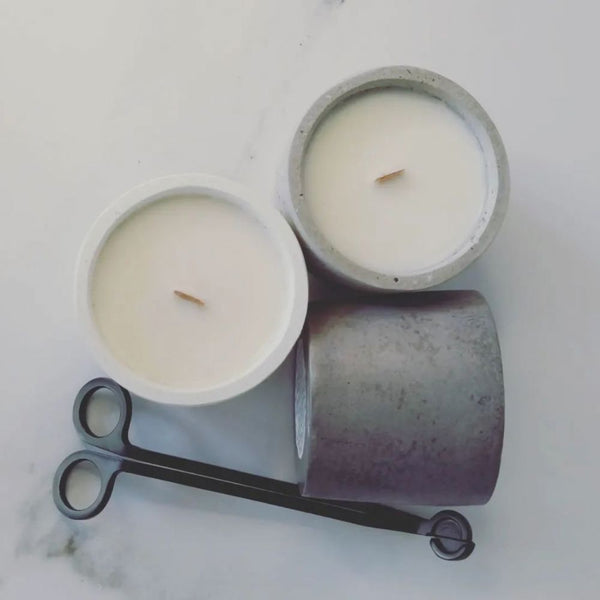 Set of 3 soywax candles in cement vessle Bundle (Free Wick Trimmer)