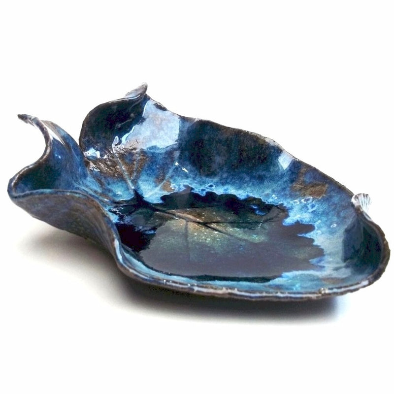 Jislaaik_Online_Shop_Earth's Clay_Ceramic Earthenware Blue Glazed Leaf 1